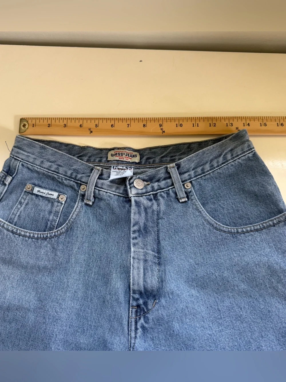 Guess Vintage Denim Jean Shorts 90s High Waist Baggy Mom Blue Size 28